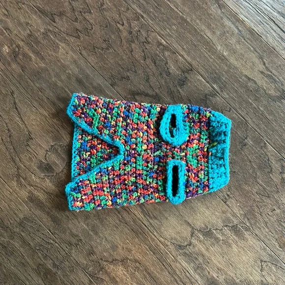 Handmade Colorful Crocheted Dog Sweater - Picture 2 of 6